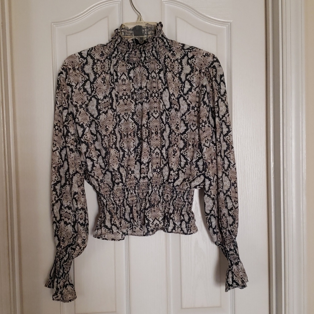 Black, White and Brown Blouse